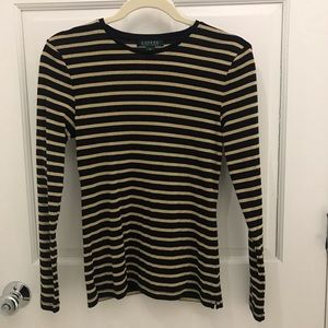 Lauren Ralph Lauren Black & Gold Striped Shirt